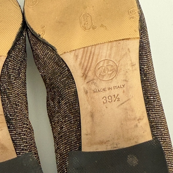 Chanel Pumps CC Logo Pearl and Gripoix Embellished Flats 39.5 Gold - Picture 9 of 14